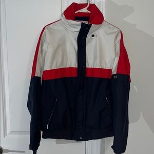 Vintage Red Blue SKYR Goretex lined Ski Snowboard Hooded Zip Waterproof jacket